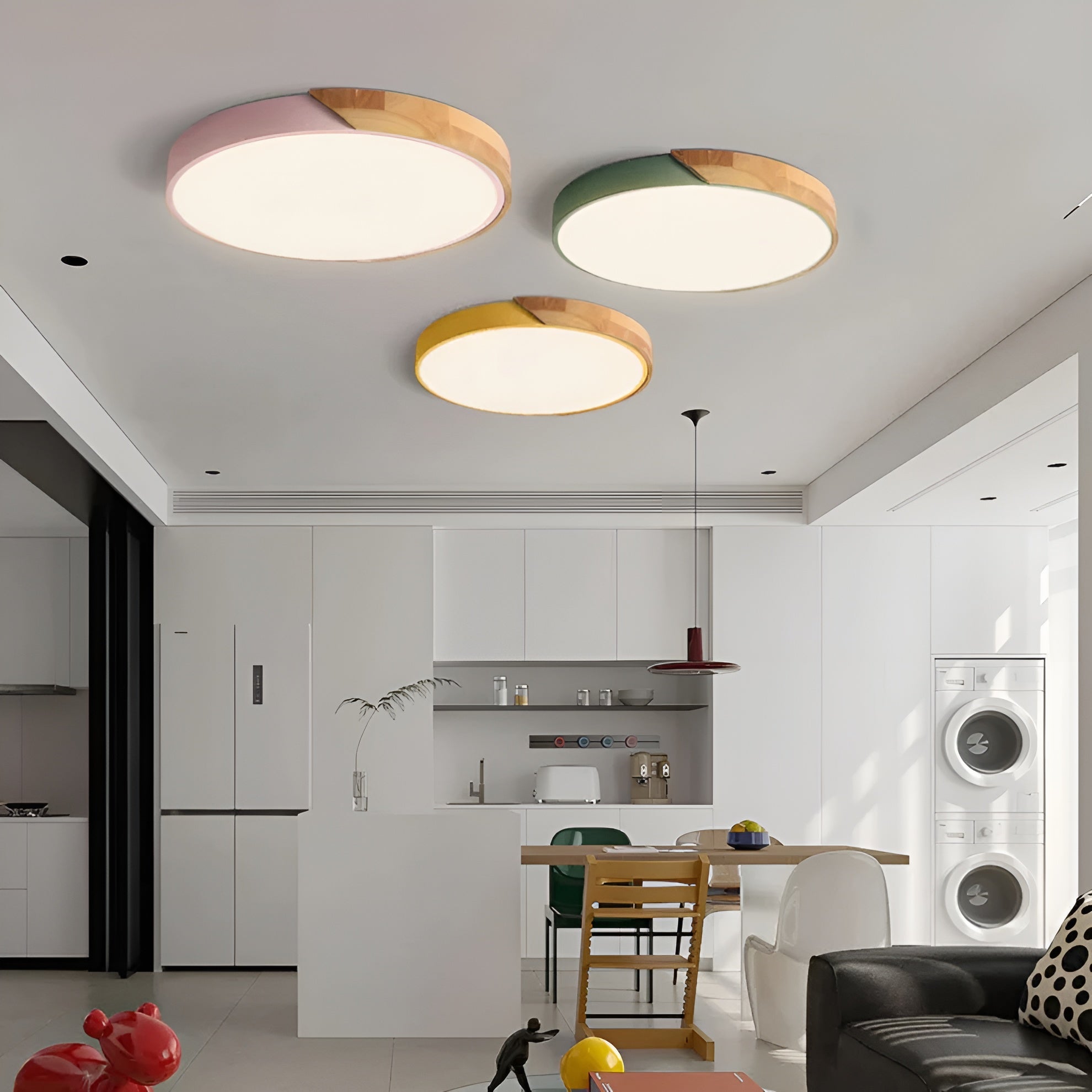 Nordelya - Skandinavisk loftlampe i træ med minimalistisk LED lys