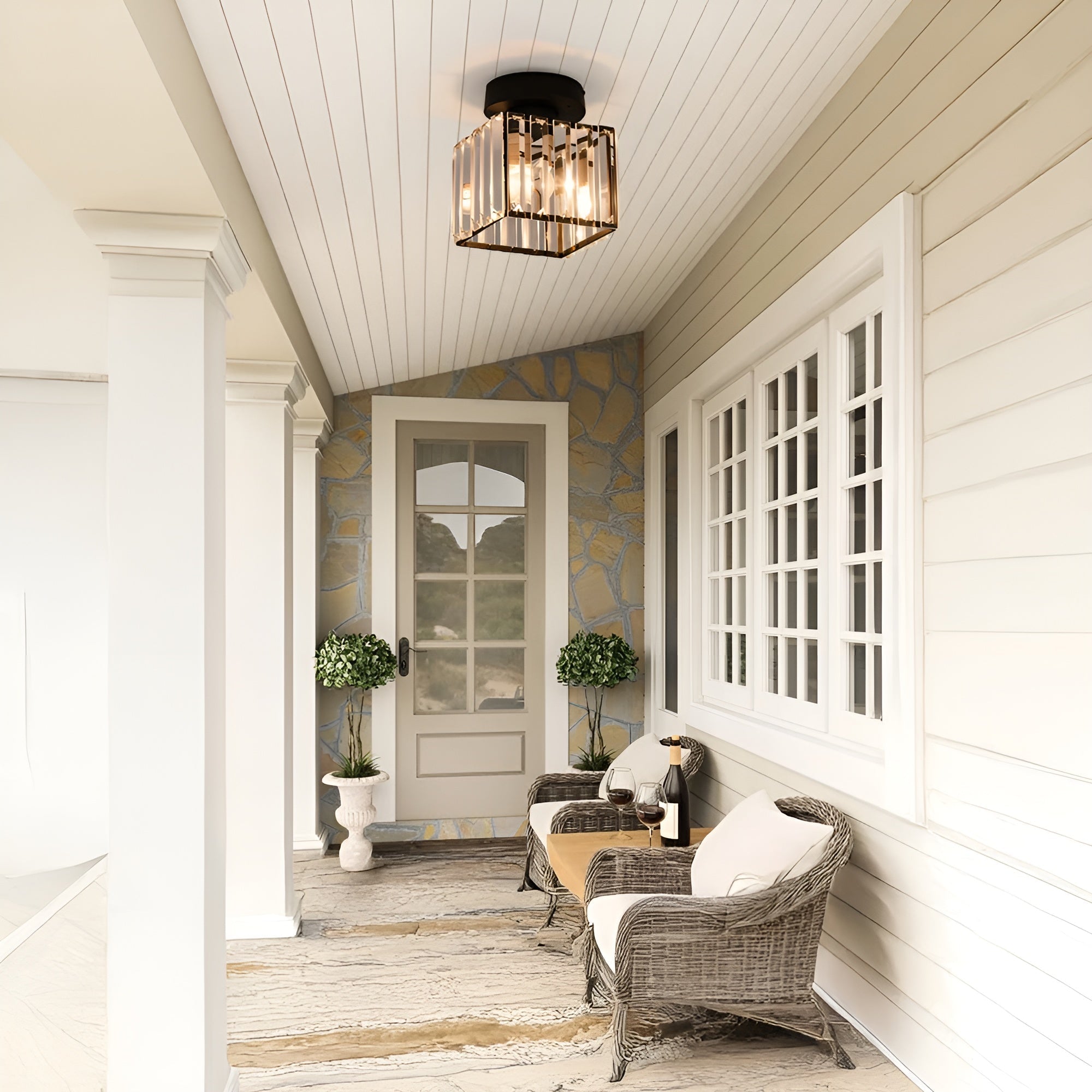 Aurevia – Moderne sort loftlampe med krystal til entré