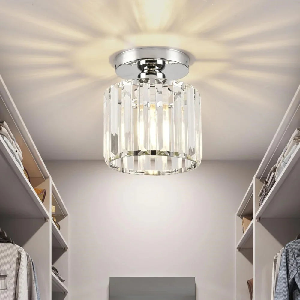 Aurevia – Moderne sort loftlampe med krystal til entré