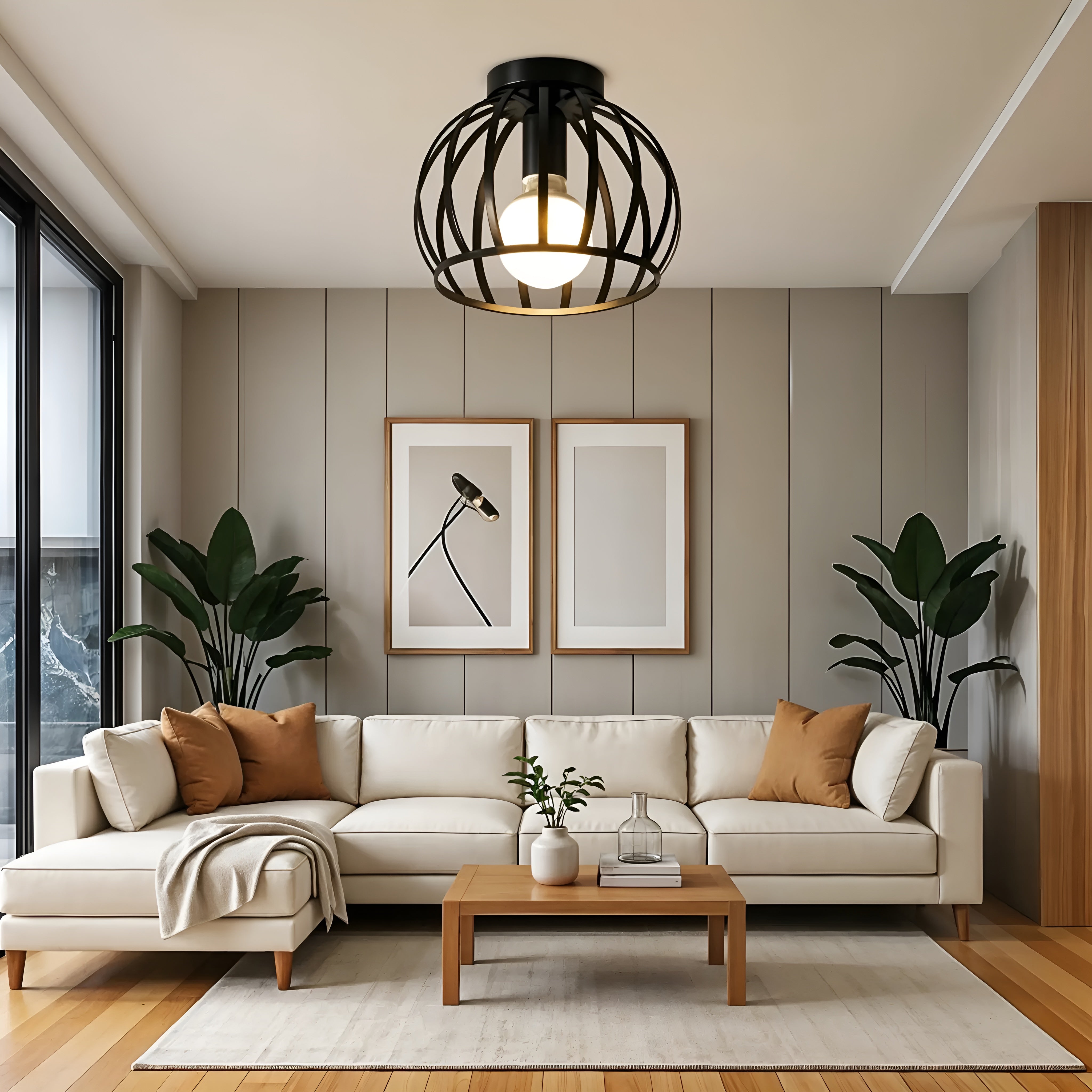 Noirvex – Industriel sort loftlampe med minimalistisk design