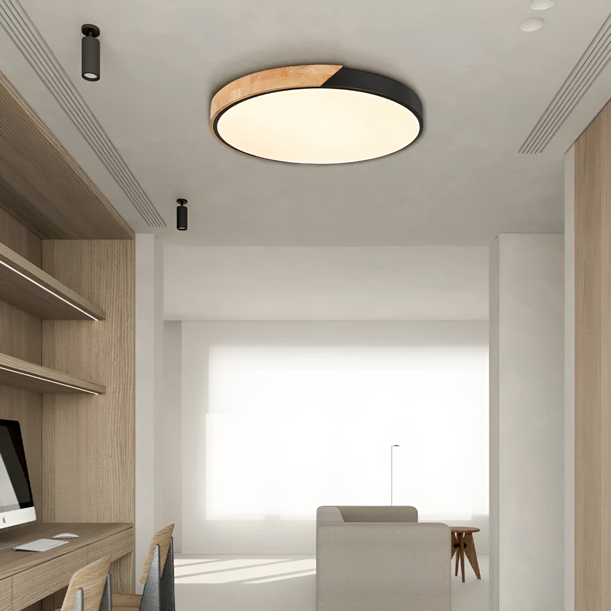 Nordelya - Skandinavisk loftlampe i træ med minimalistisk LED lys
