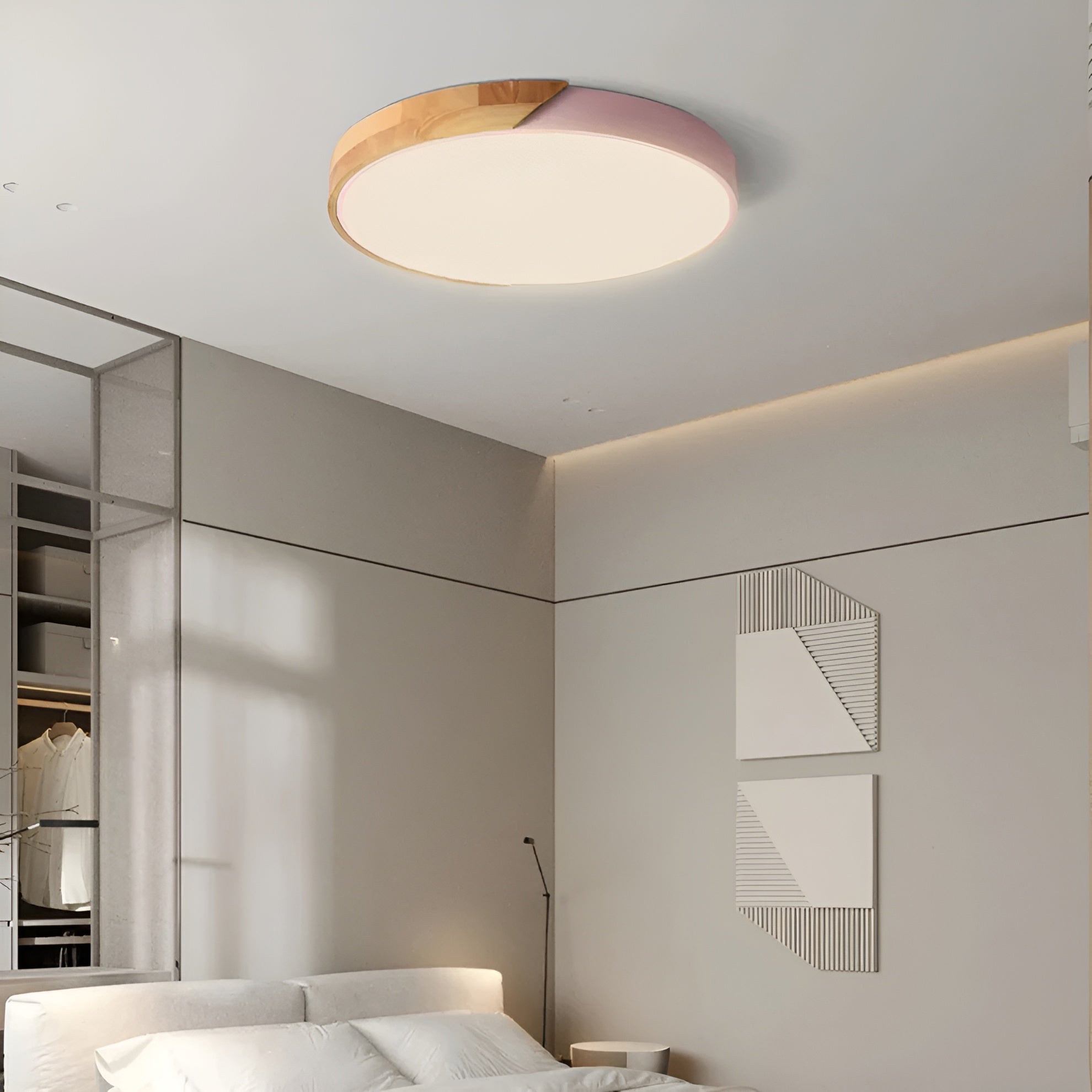 Nordelya - Skandinavisk loftlampe i træ med minimalistisk LED lys