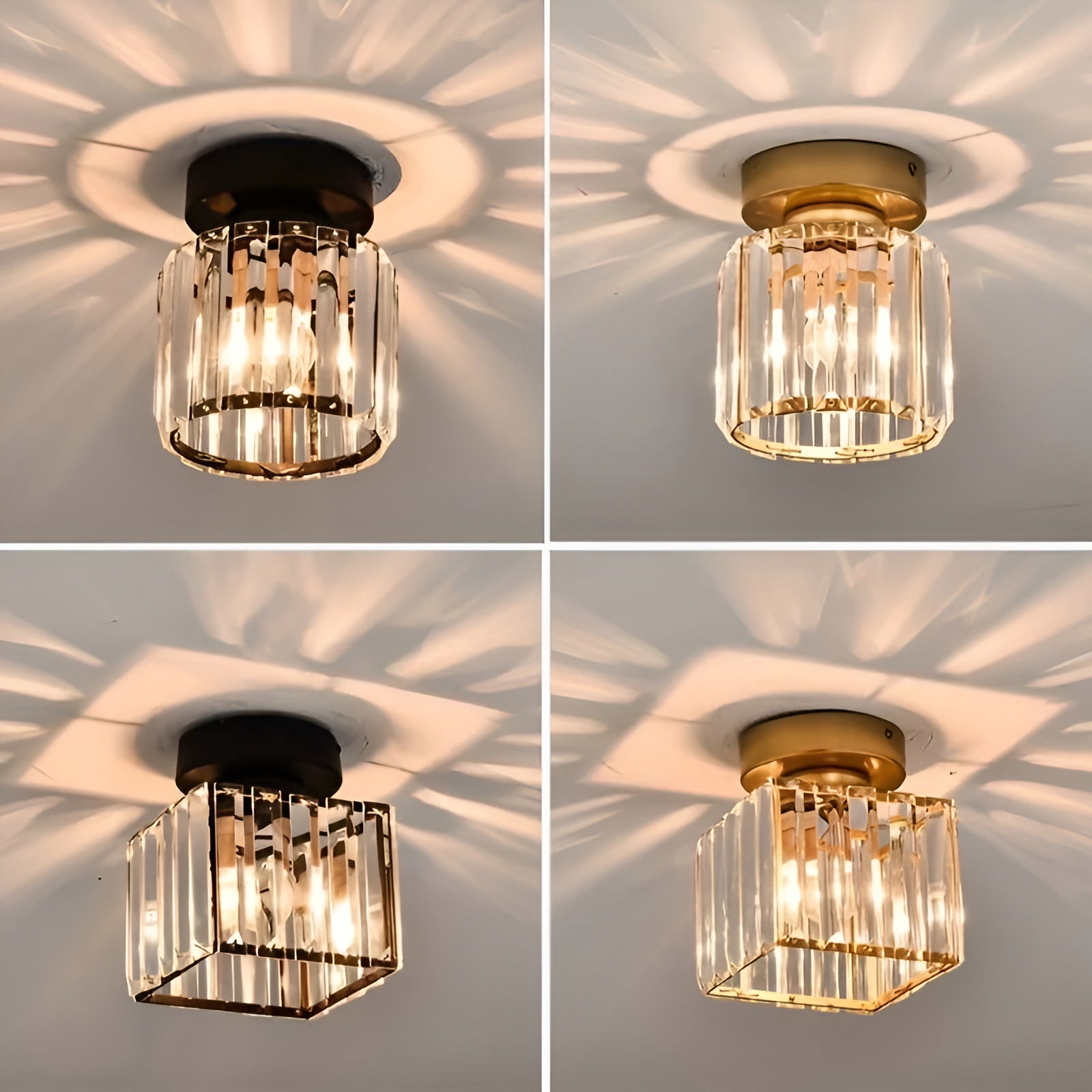 Aurevia – Moderne sort loftlampe med krystal til entré