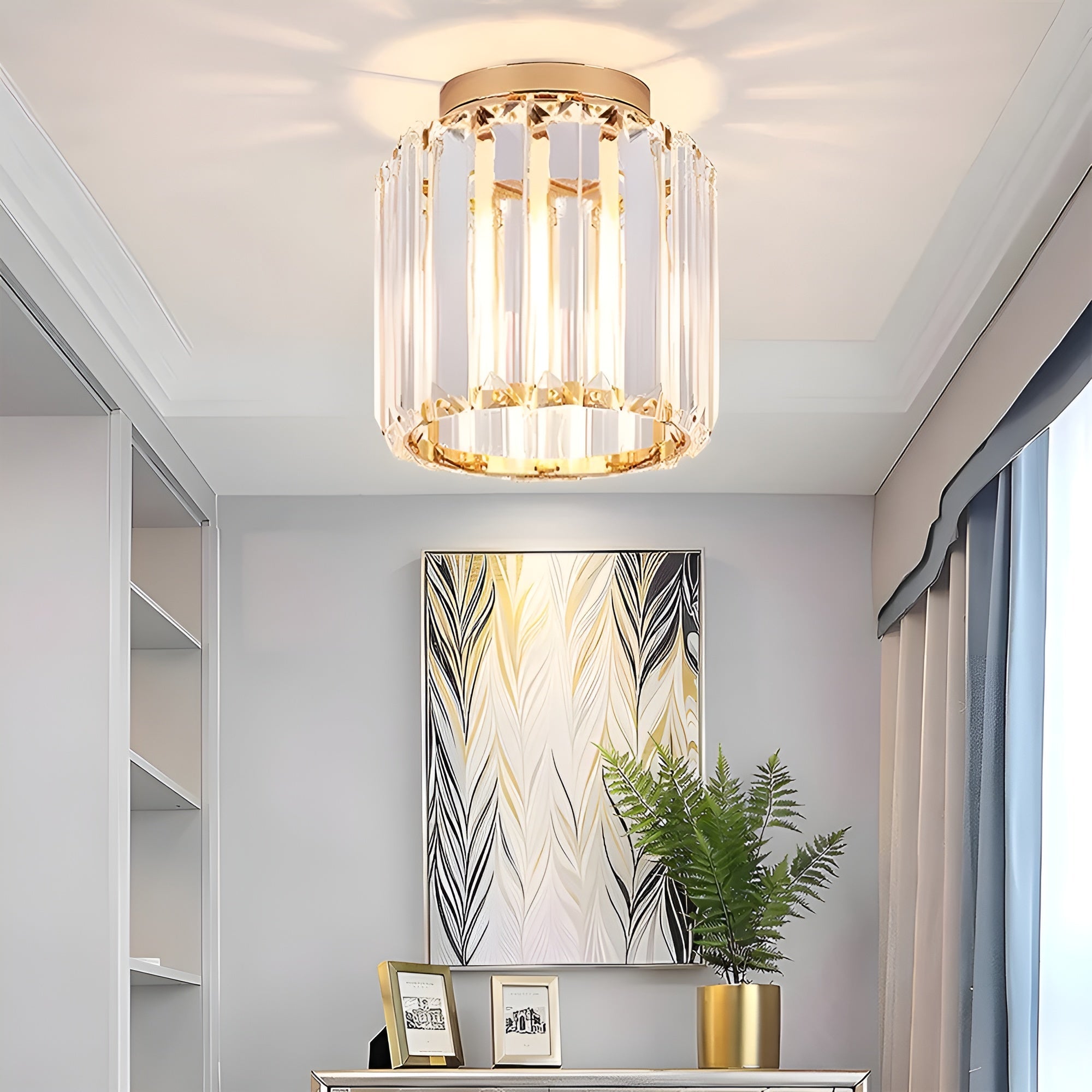 Aurevia – Moderne sort loftlampe med krystal til entré