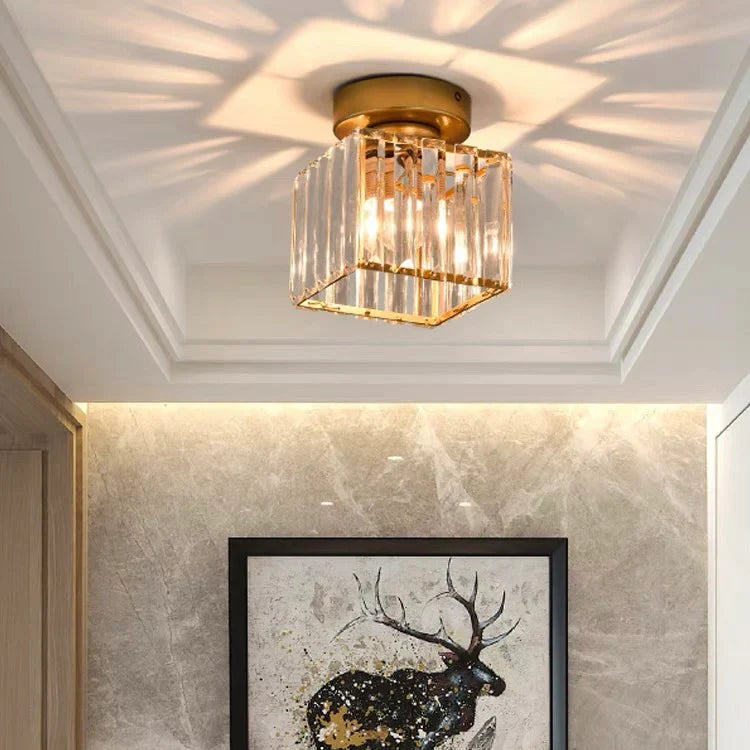 Aurevia – Moderne sort loftlampe med krystal til entré