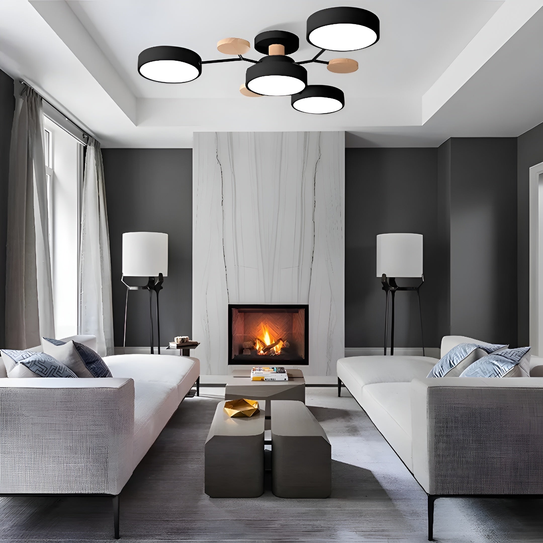 Orbivon – Rund loftlampe i jern og akryl med moderne LED lys