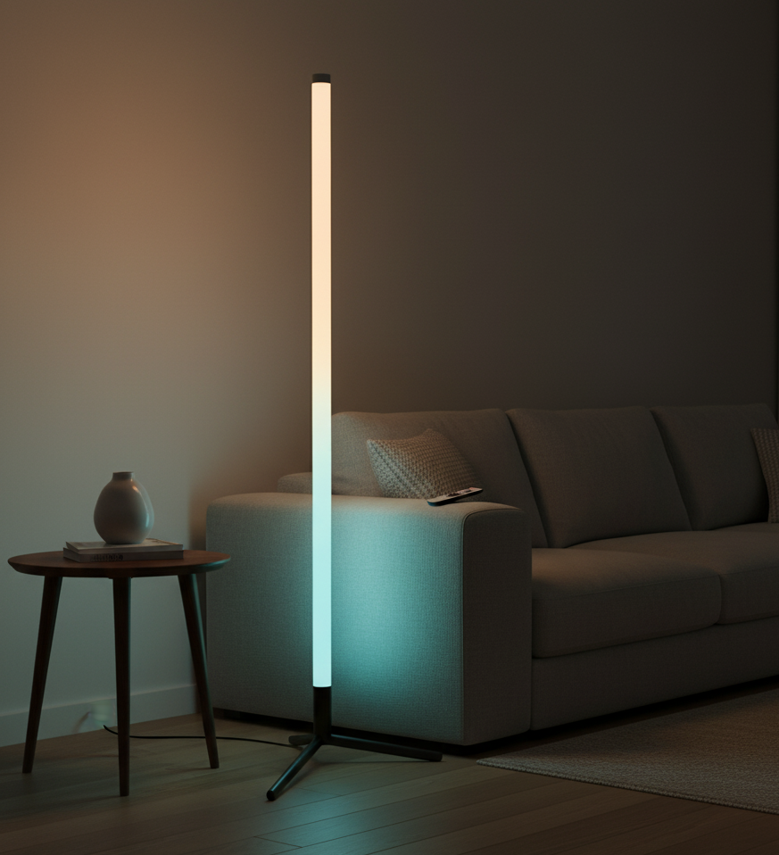 Lumiora – Dæmpbar RGB-hjørnegulvlampe med fjernbetjening