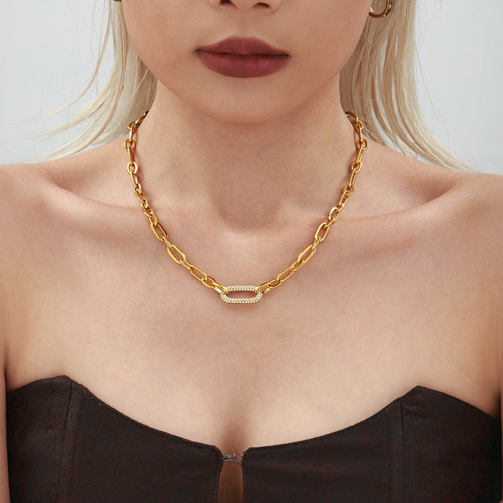 Masivní sada šperků s řetězovými články typu chain link a pavé | Zlato
