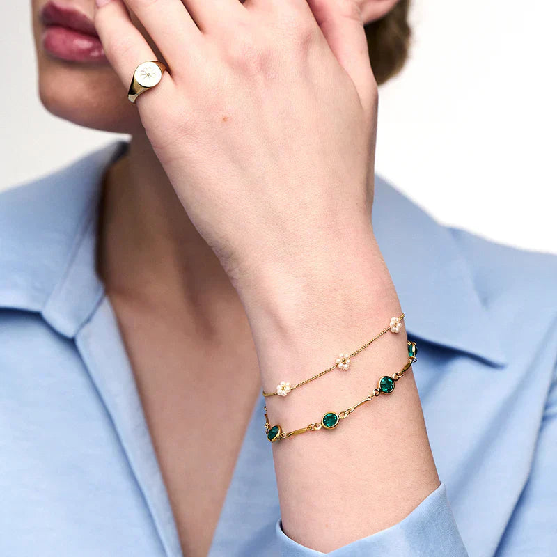 Řetízkový náramek Emerald Link | Zlato