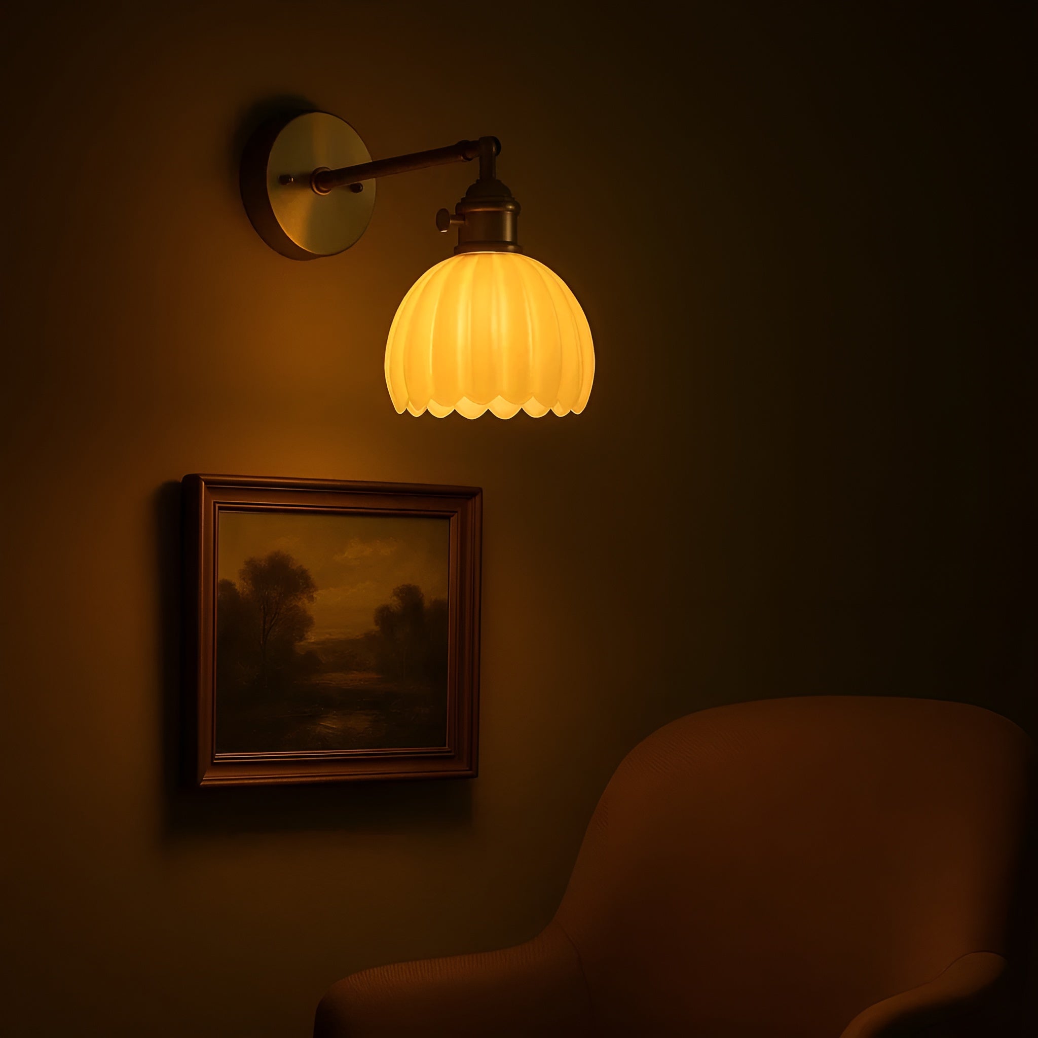 Florivale – Retro væglampe i glas med tulipanformet vintage design