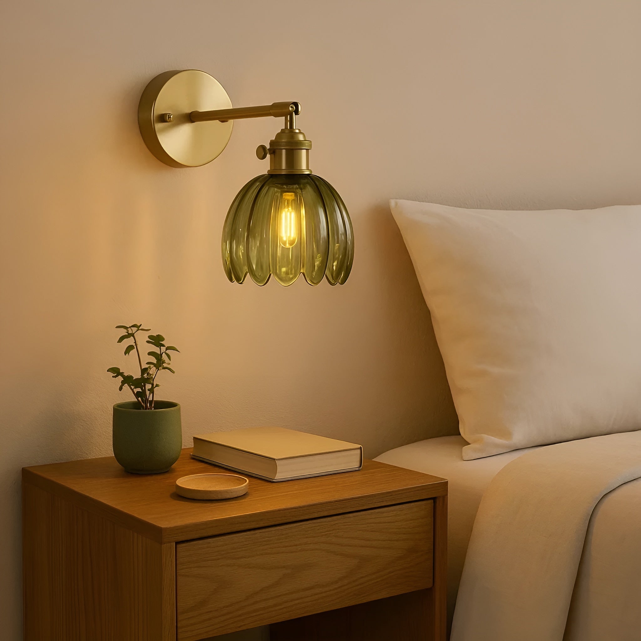 Florivale – Retro væglampe i glas med tulipanformet vintage design
