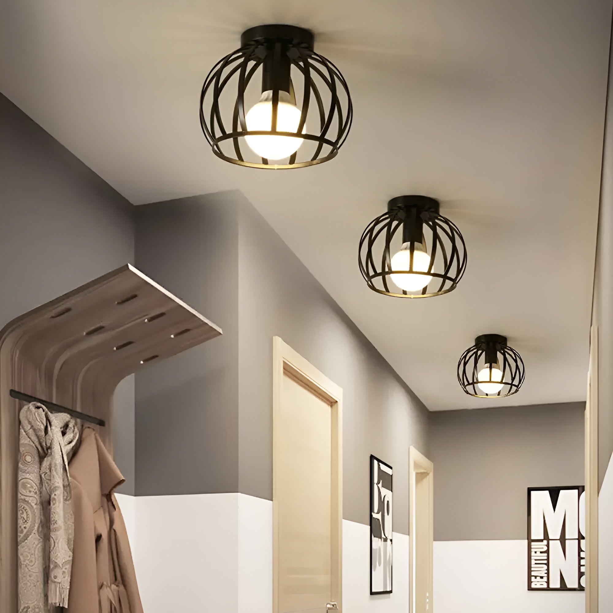 Noirvex – Industriel sort loftlampe med minimalistisk design