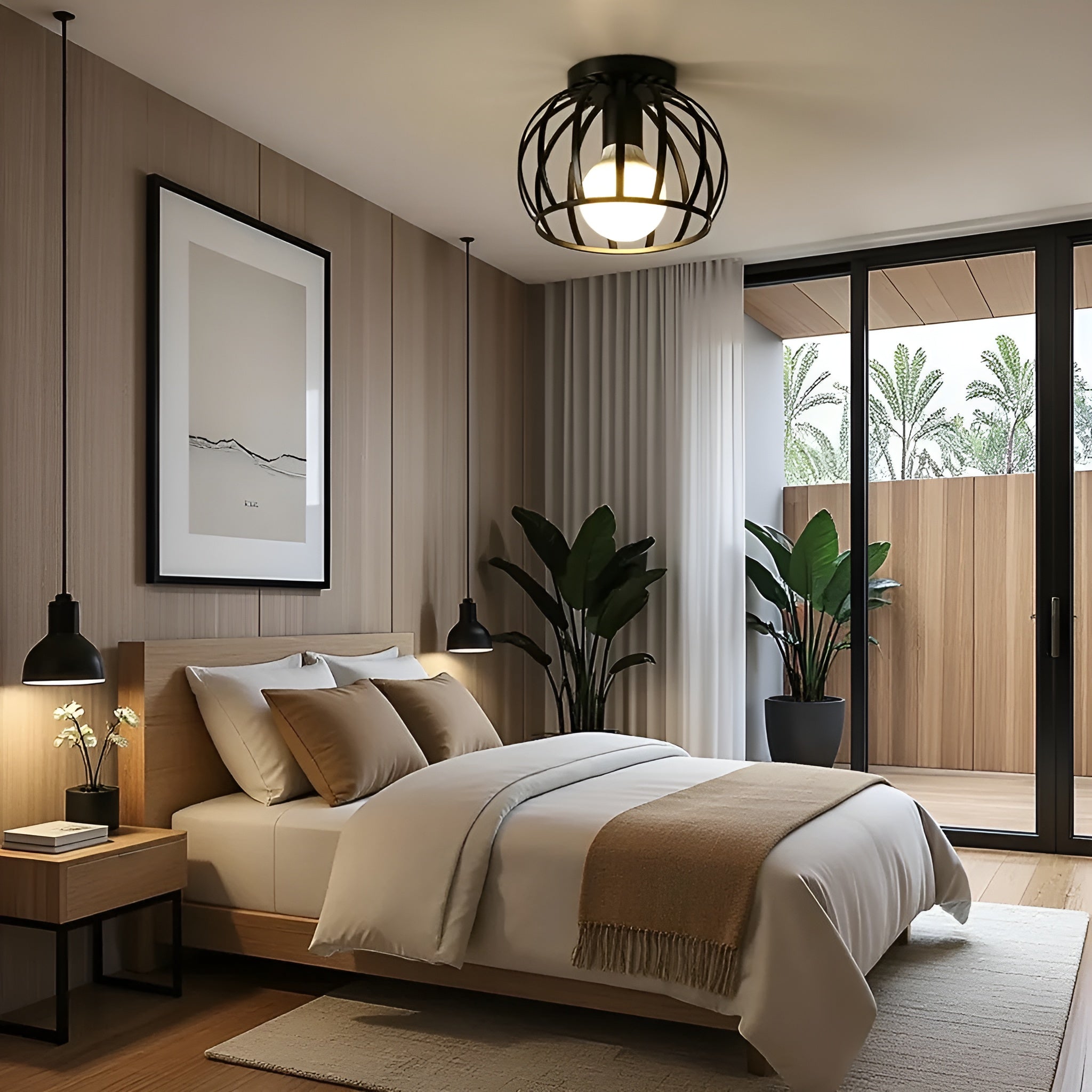 Noirvex – Industriel sort loftlampe med minimalistisk design