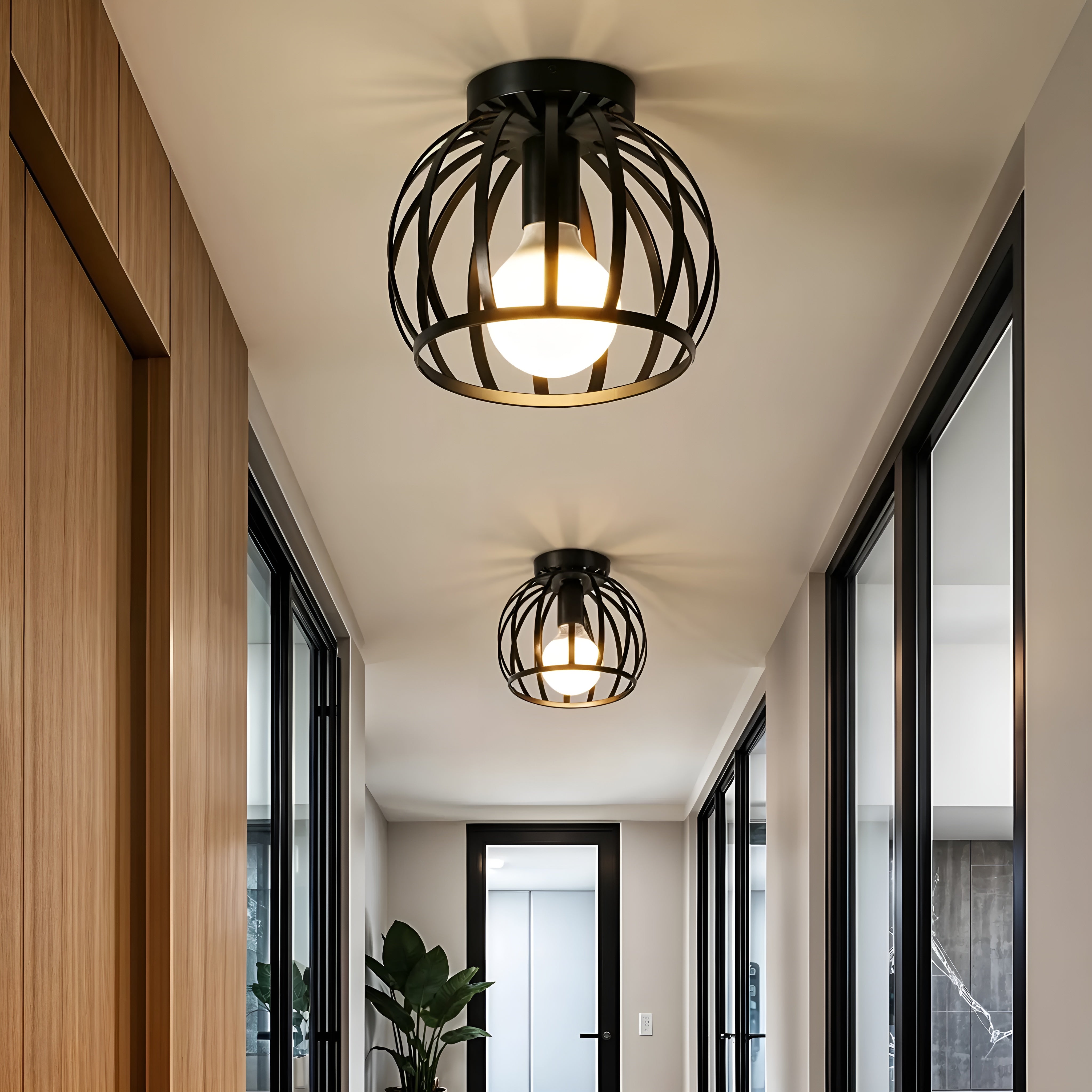 Noirvex – Industriel sort loftlampe med minimalistisk design