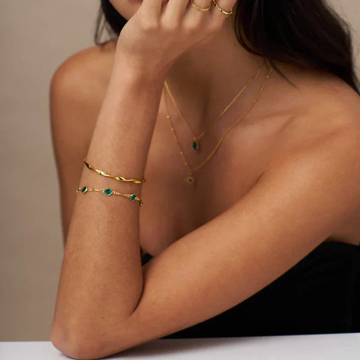 Řetízkový náramek Emerald Link | Zlato