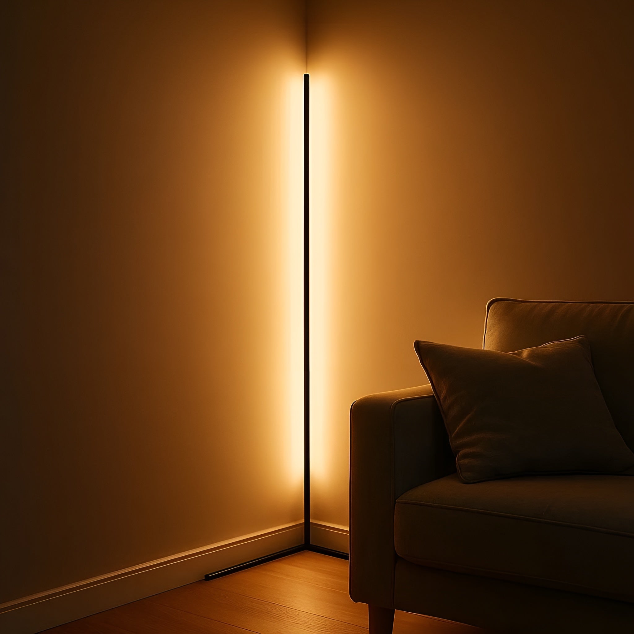 Lumiora – Dæmpbar RGB-hjørnegulvlampe med fjernbetjening